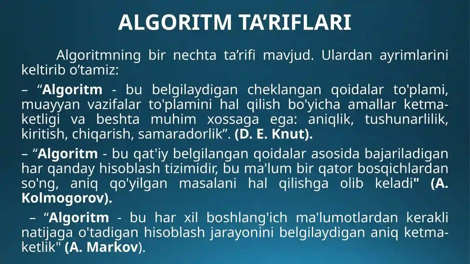 ALGORITM TUSHUNCHASI 4