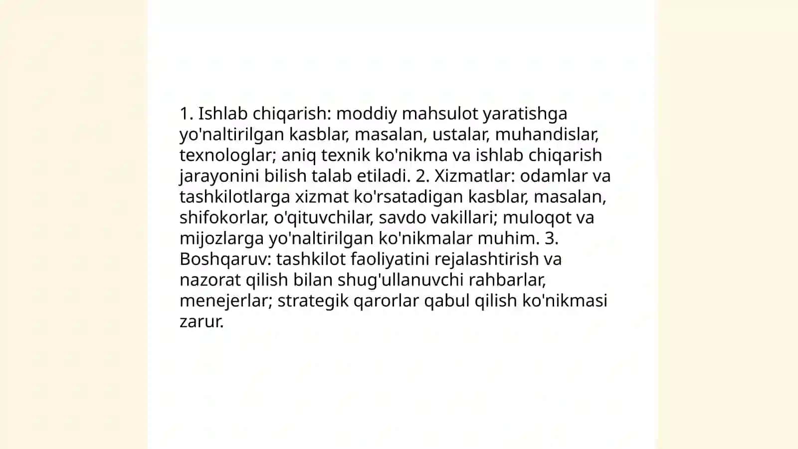 Kasblar va ularning klassifikatsiyasi 4