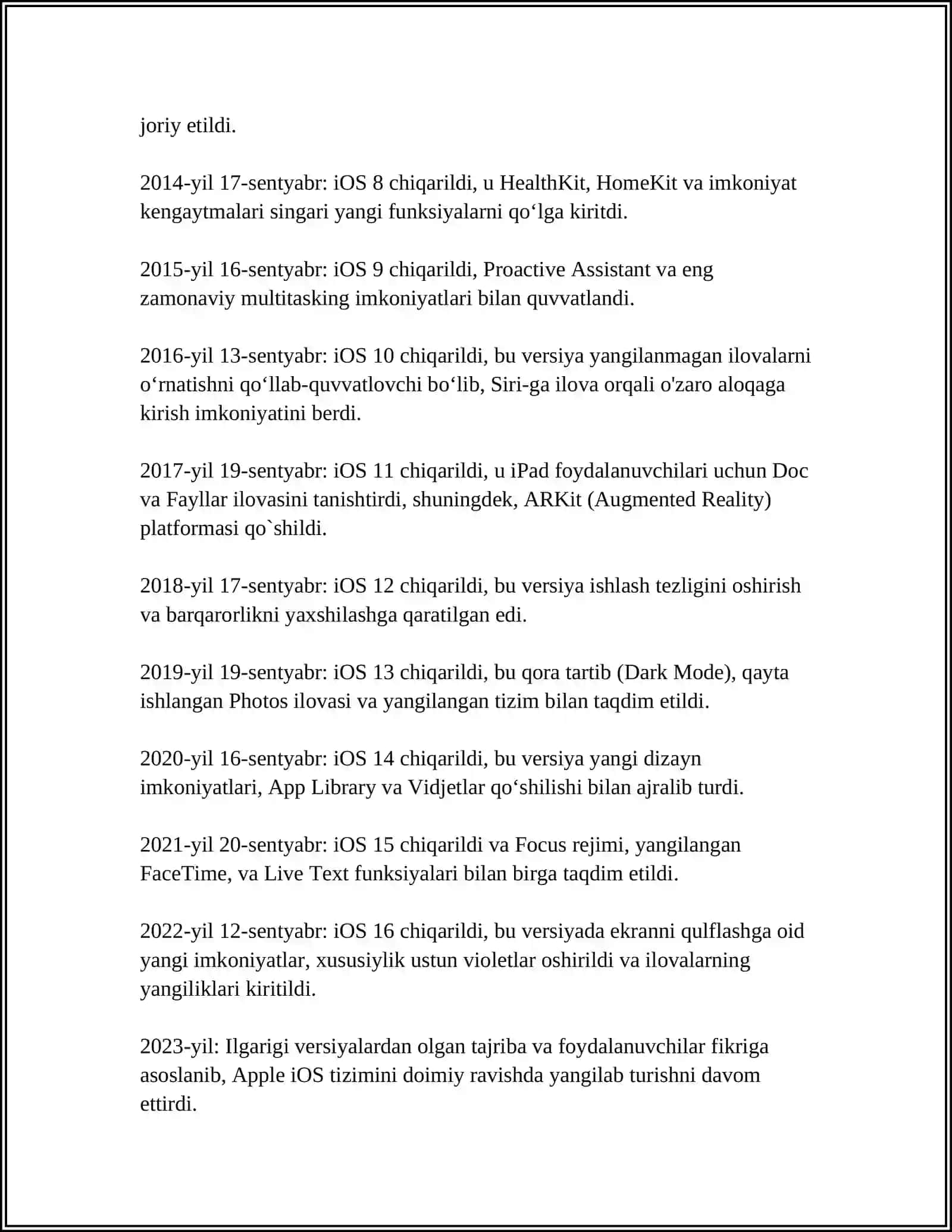 MUSTAQIL ISH Mavzu: IOS OPERATSION TIZIMI 4