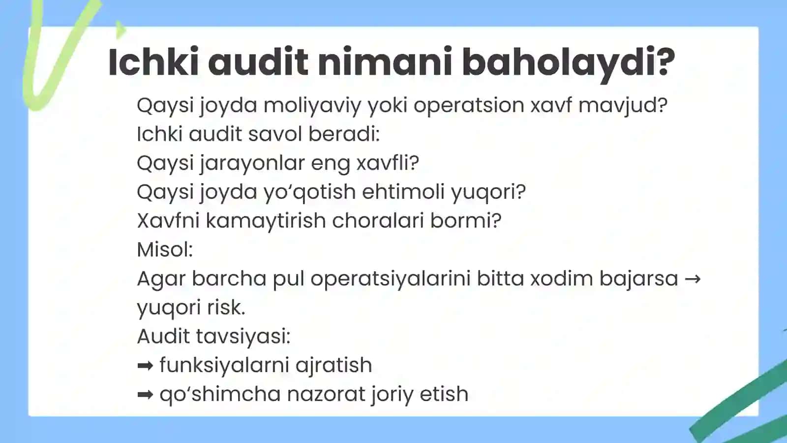 Ichki audit xizmatini tashkil etish 4