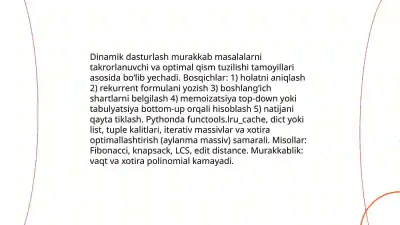 Python dasturlash tilida murakkab masalalarni yechish 4