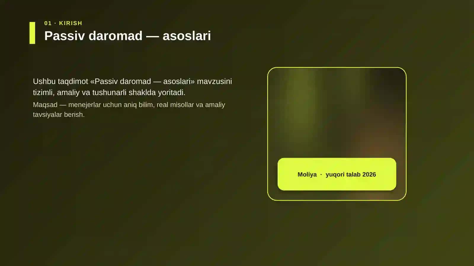 Passiv daromad — asoslari 4