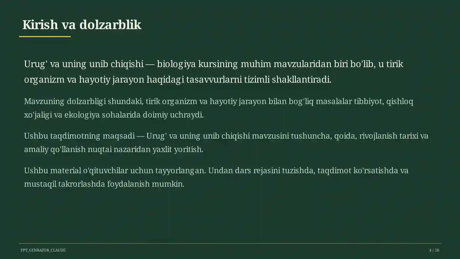 Urug' va uning unib chiqishi (5-sinf) 4