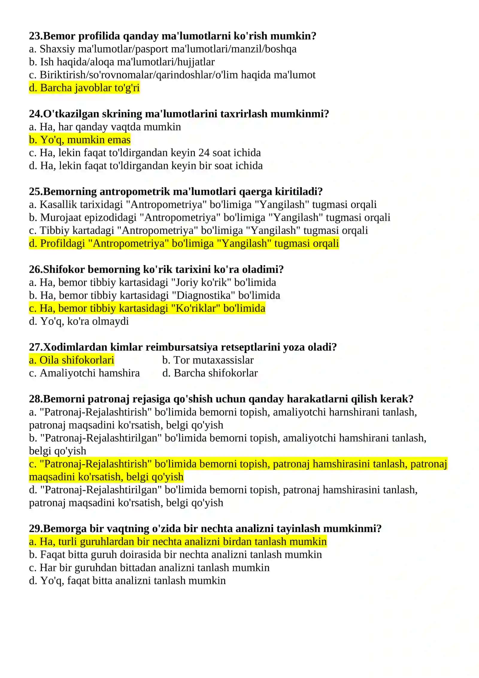 ARGOS D-MED 50 ta test savollari va javoblari 4