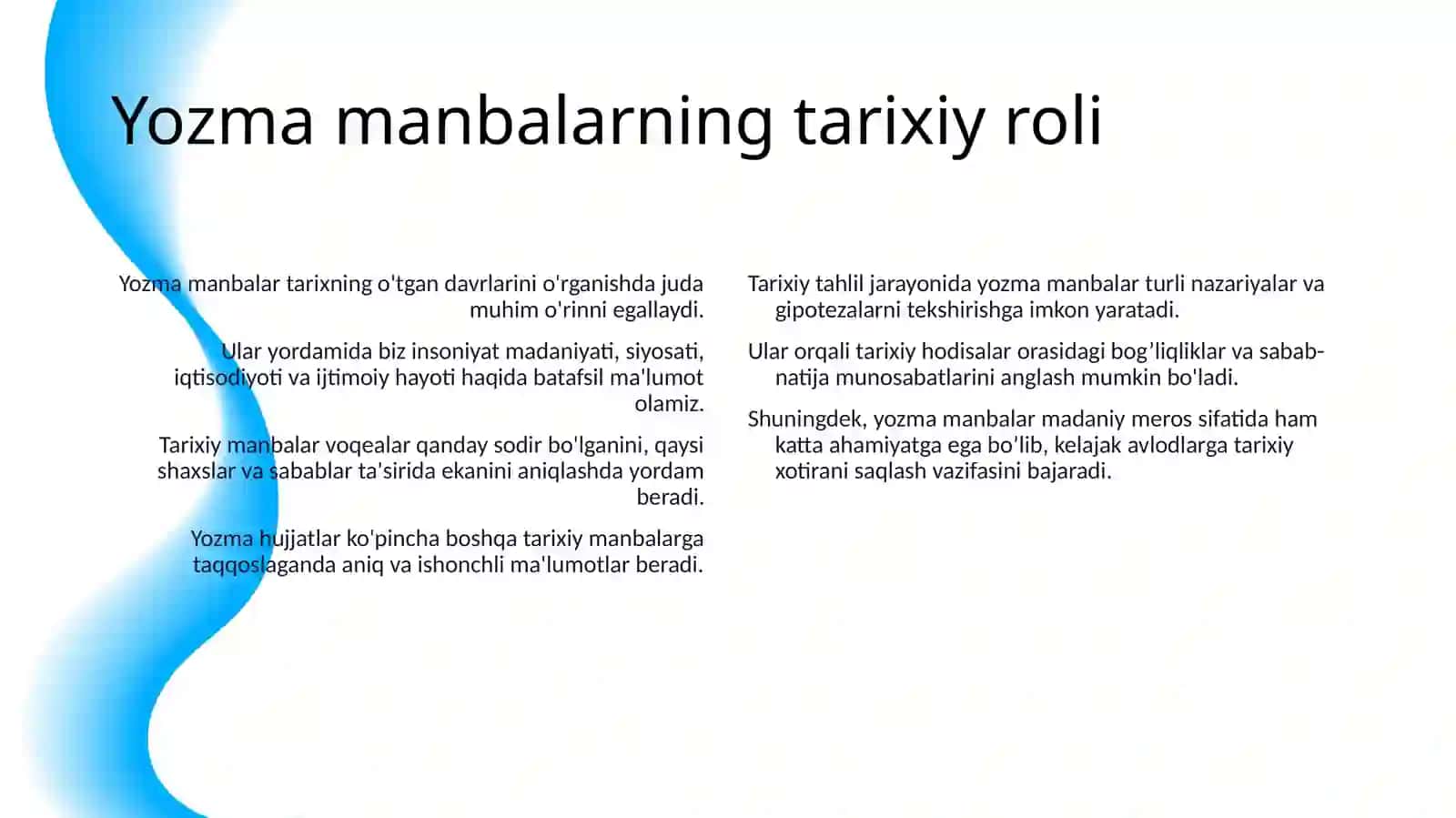YOZMA MANBALARNING ASOSIY XILLARI 4