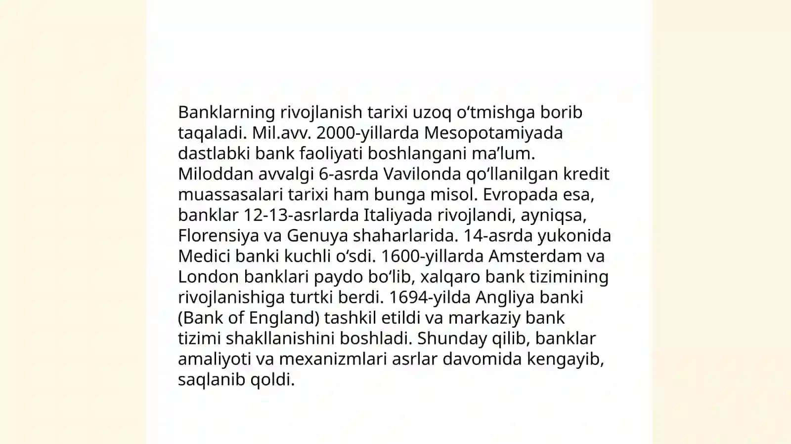 Bank faoliyatining kelib chiqishi 4
