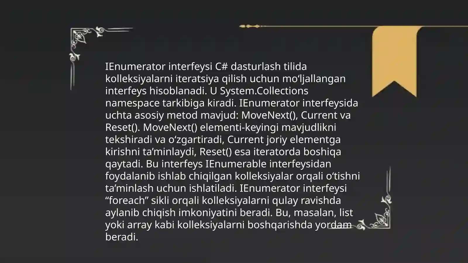 IEnumerable va IEnumerator interfeyslari 4