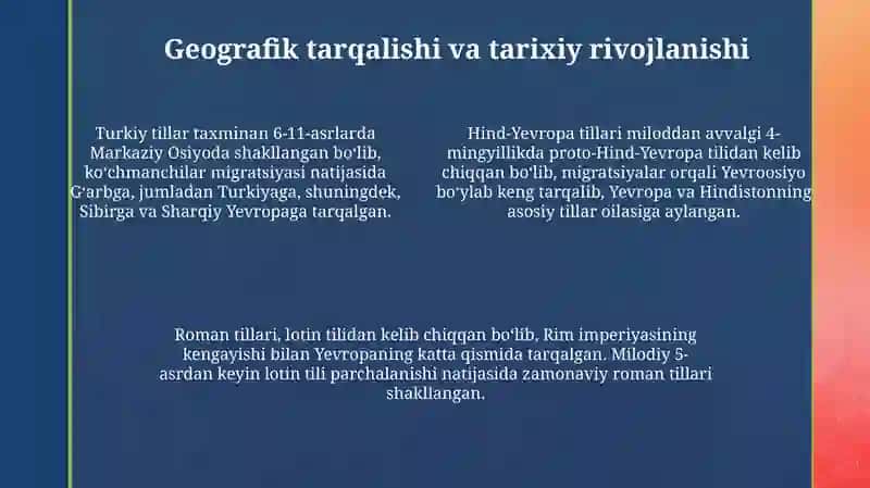 Til oilalari. Hind-yevropa tillari oilasi. Roman tillari 4