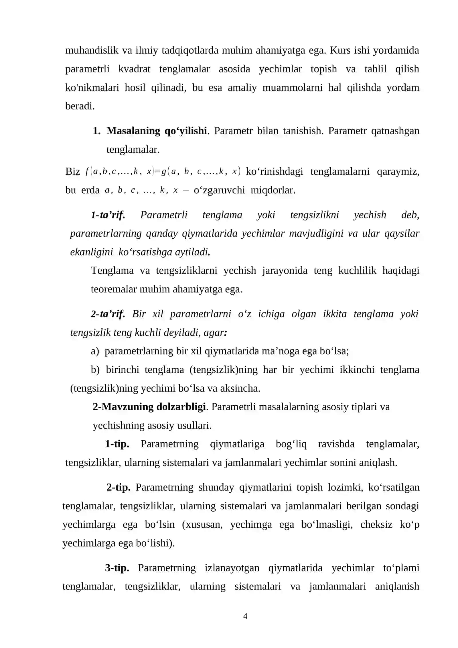 PARAMETRLI KVADRAT TENGLAMALAR MAVZUSINI ÒQITISH 4