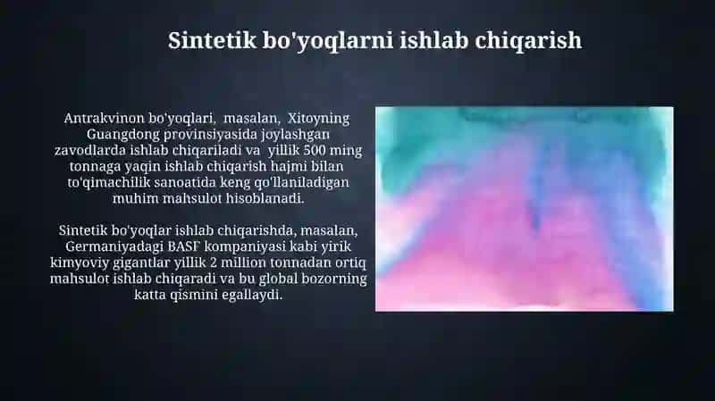 Tabiiy va sintetik buyoqlar 4