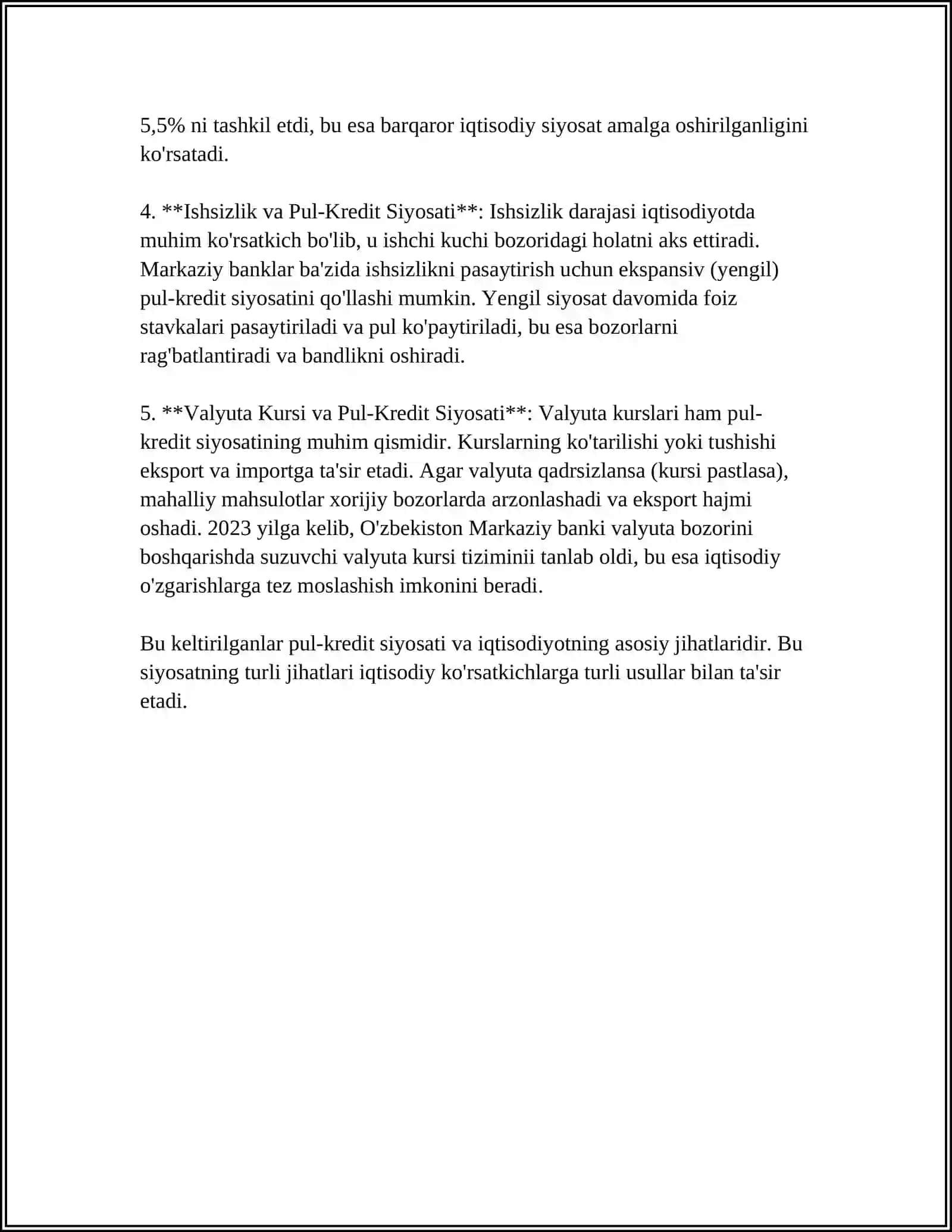 PUL KREDIT SEKTORINING IQTISODIY TAHLILI 4
