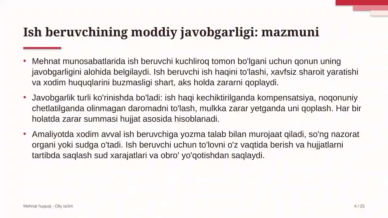 Kabel ishlab chiqarishda ish beruvchining moddiy javobgarligi 4