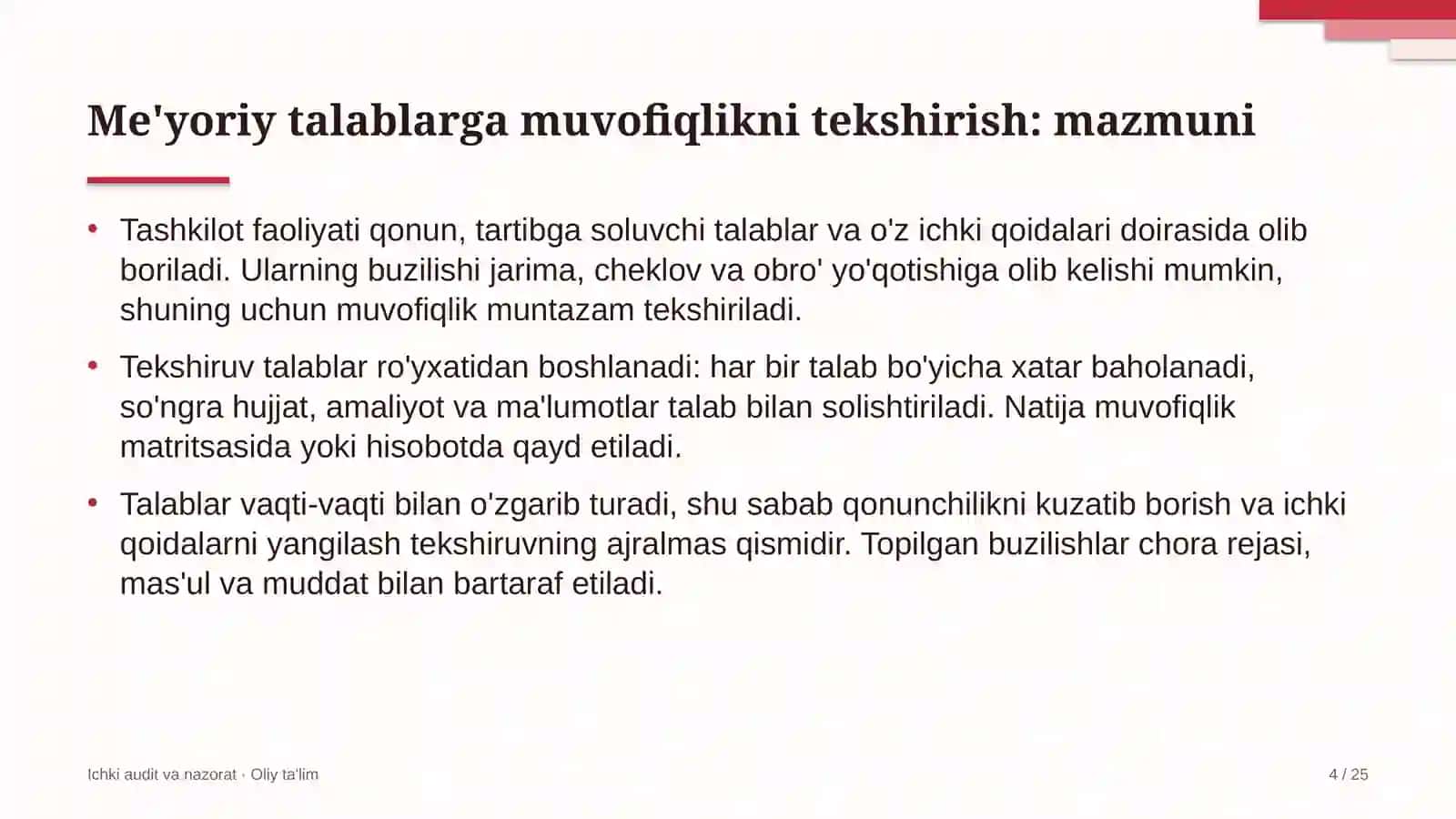 Import faoliyatida me'yoriy talablarga muvofiqlikni tekshirish 4