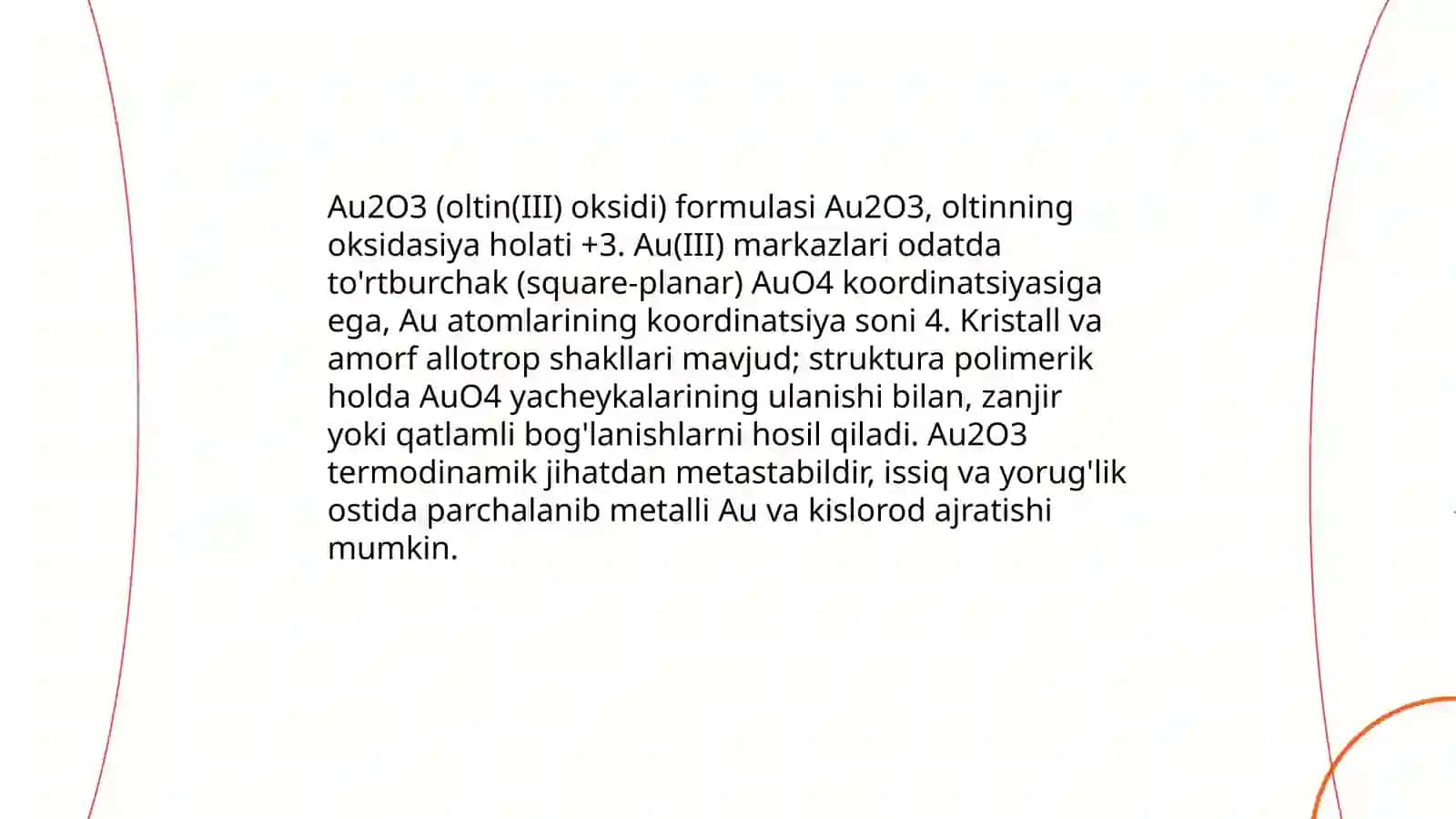 Oltin oksidlari tuzilishi, olinish usullari va kimyoviy xossalari 4