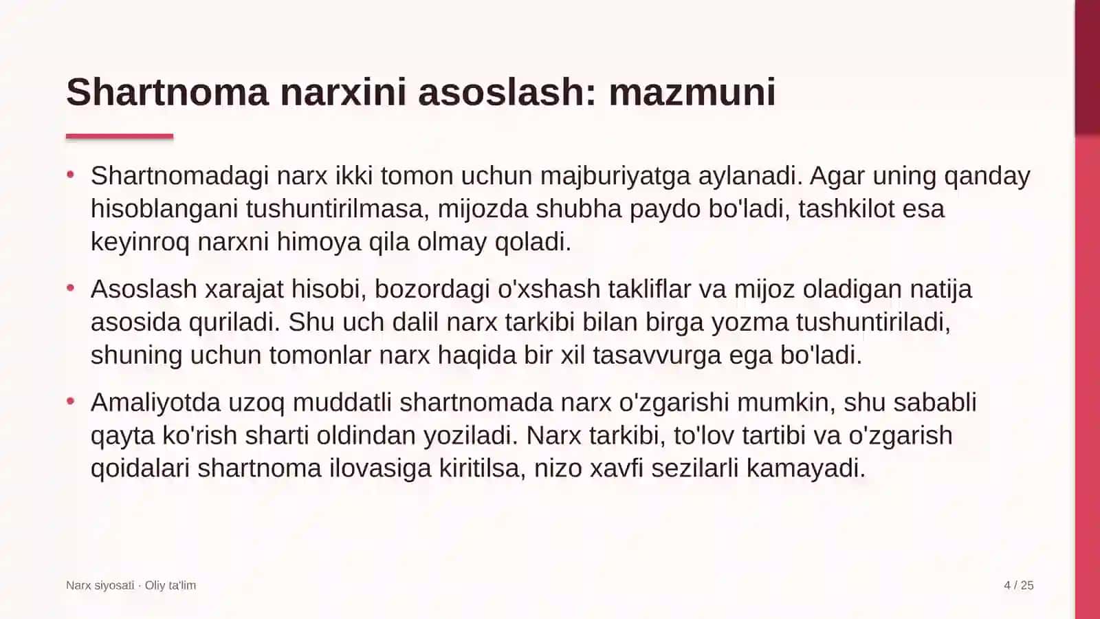 G'allachilikda shartnoma narxini asoslash 4