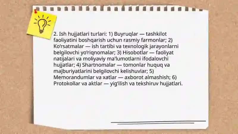 Ish hujjatlari va ularga qo'yiladigan asosiy talablar 4