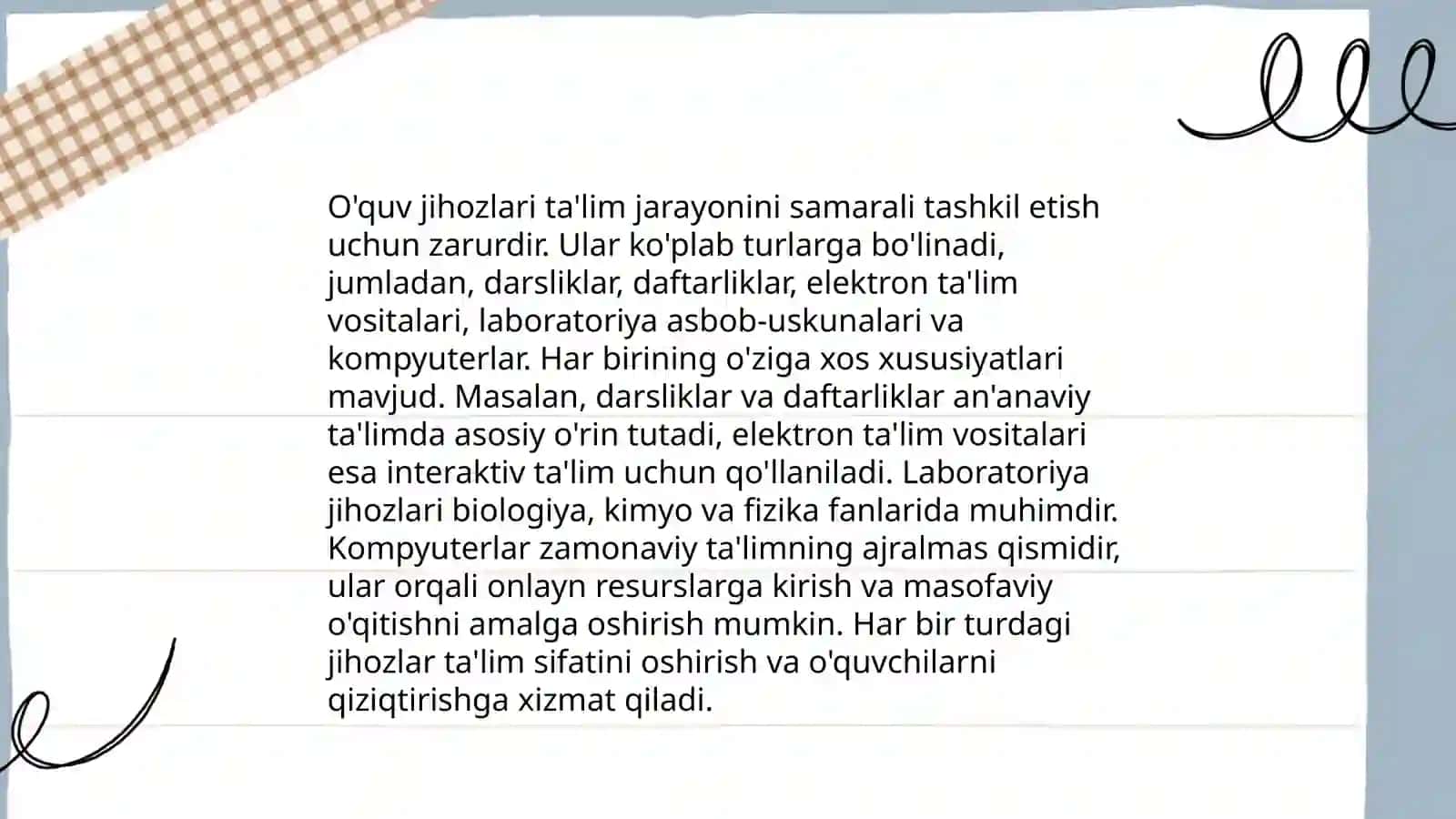 Fan xonalarining jihozlanishini oʻrganish 4