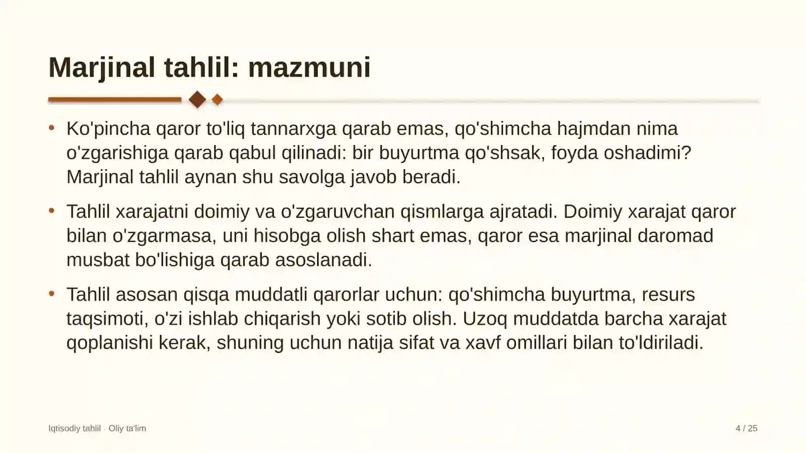 G'isht zavodlarida marjinal tahlil 4