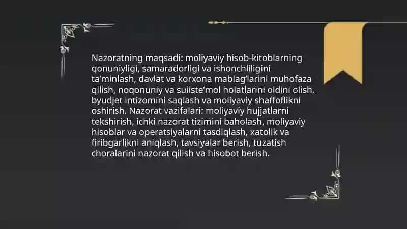 Moliyaviy xo’jalik nazorati 4