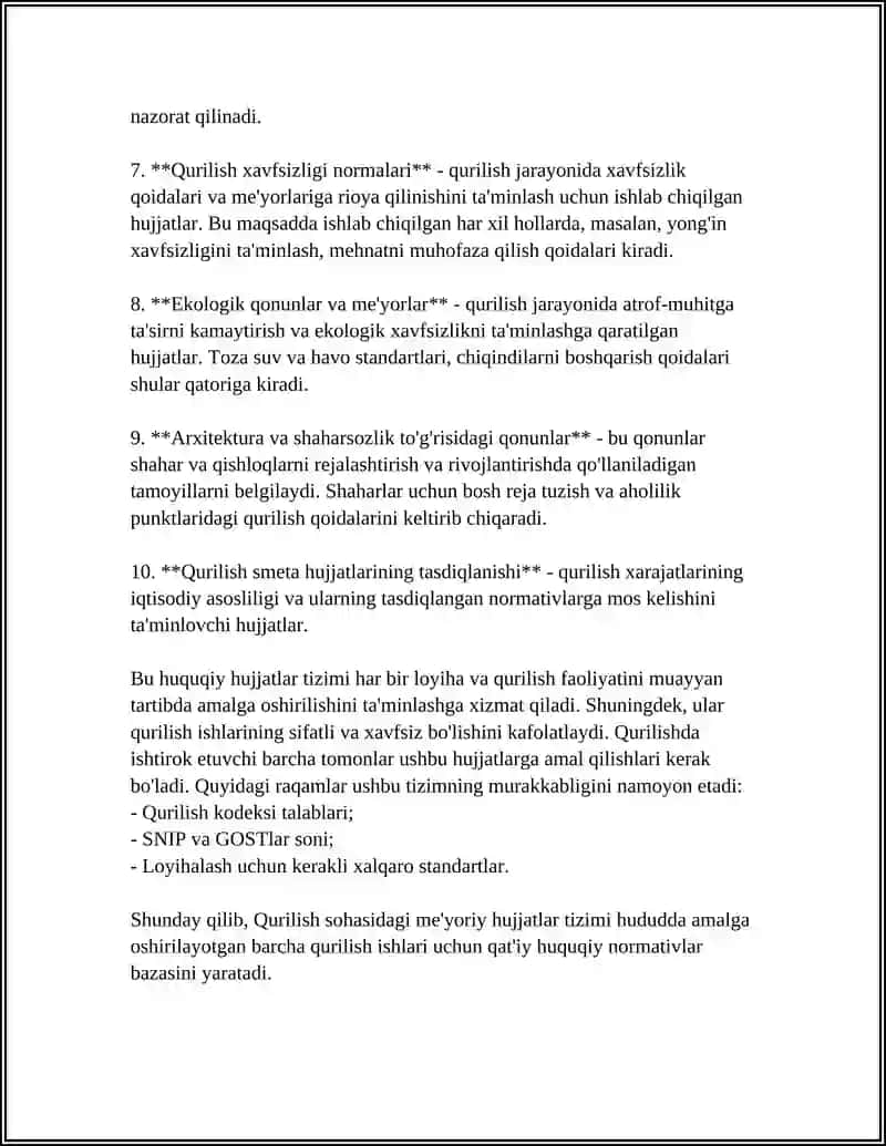 QURILISH SOHASIDAGI ME'YORIY HUJJATLAR TIZIMI 4