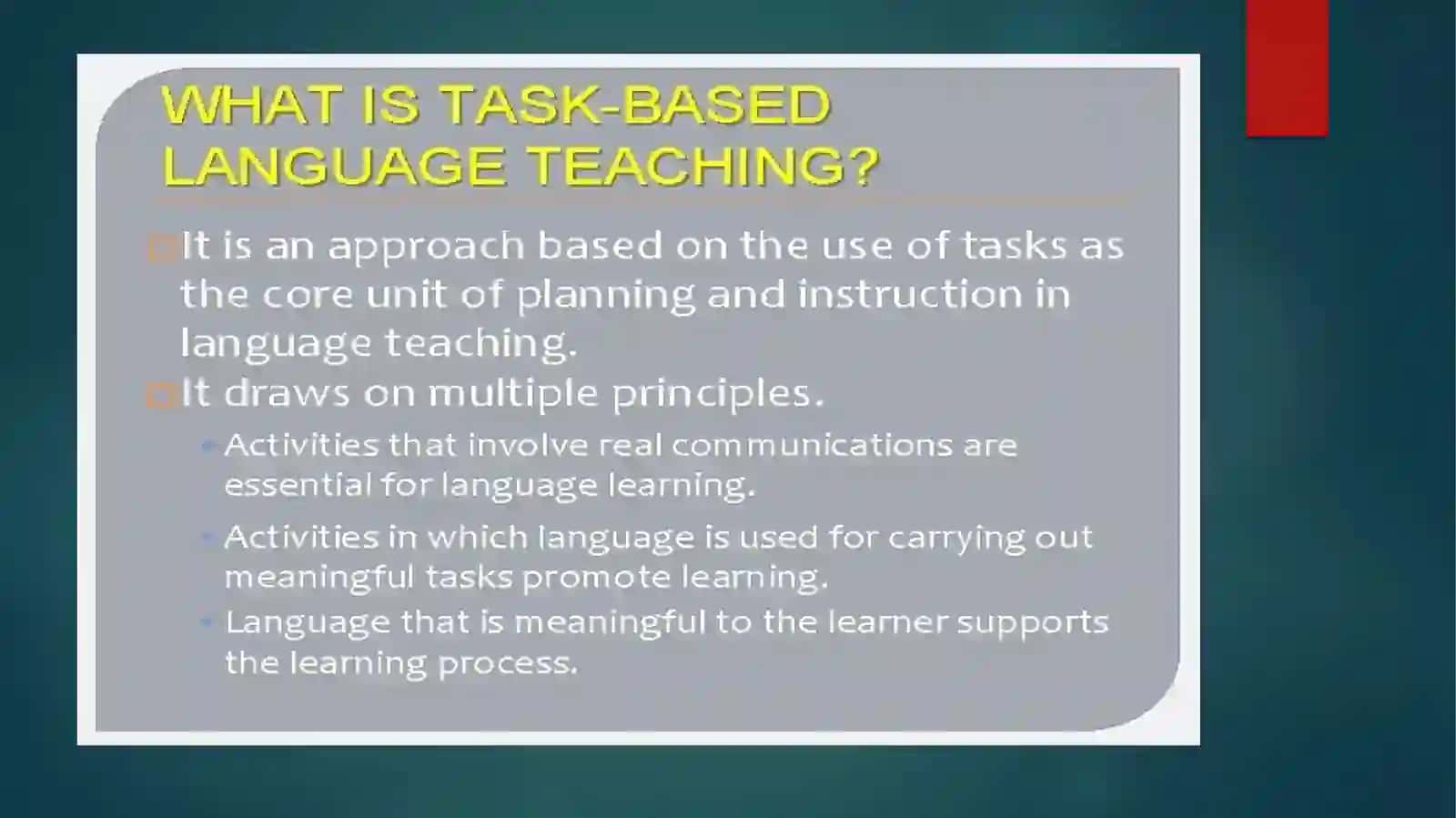 Thelanguage learning task: TBL, CBL, PBL 4