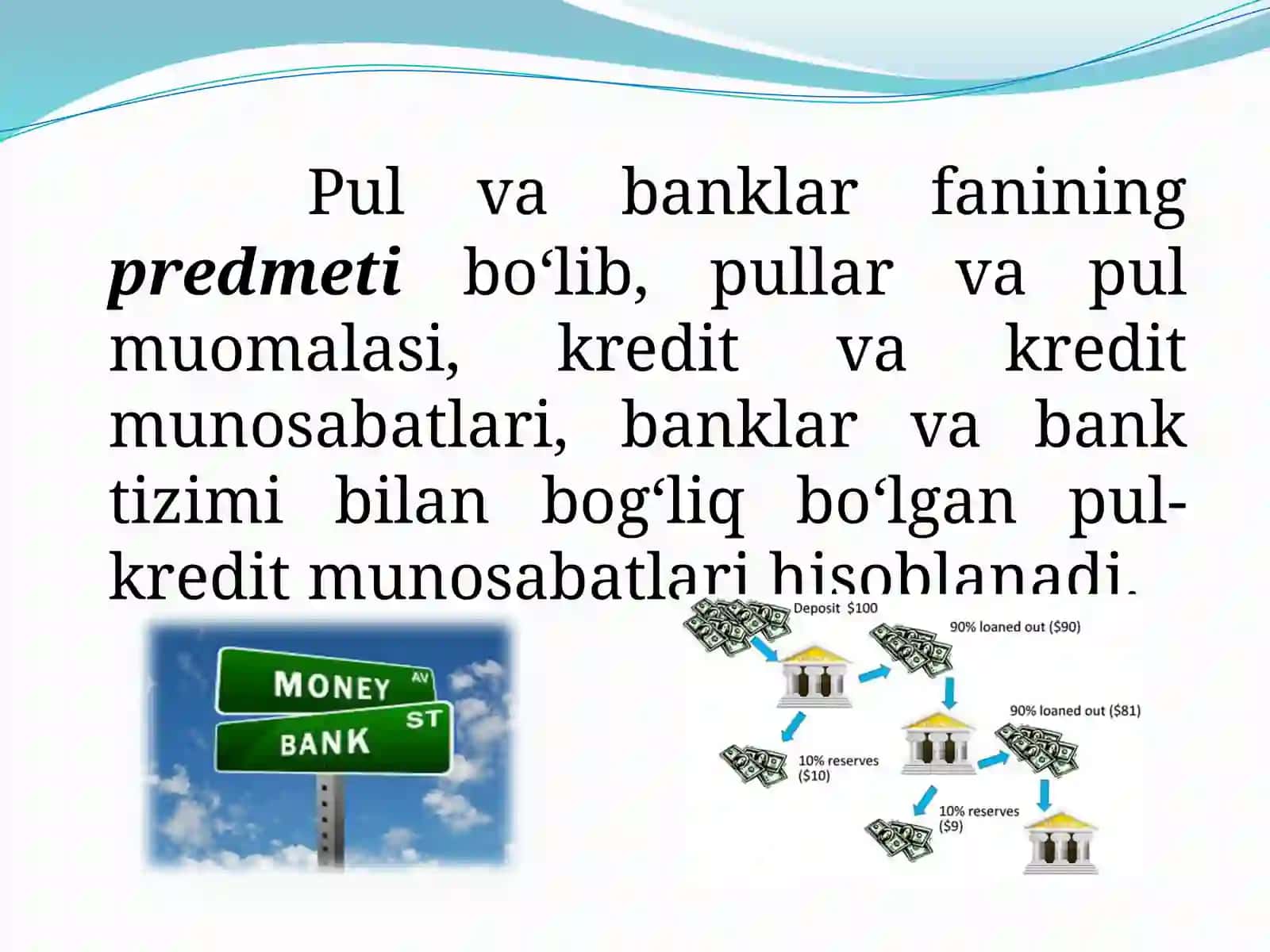 “Pul va banklar” fani 4