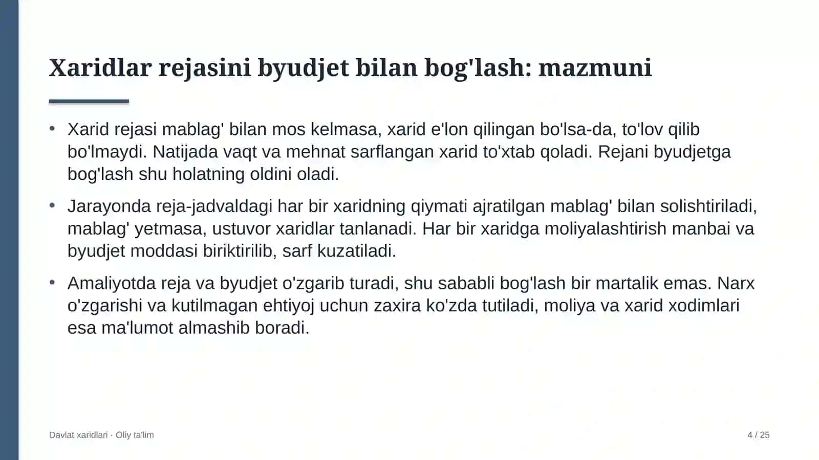 DAVLAT XARIDLARI · OLIY TA'LIM 4