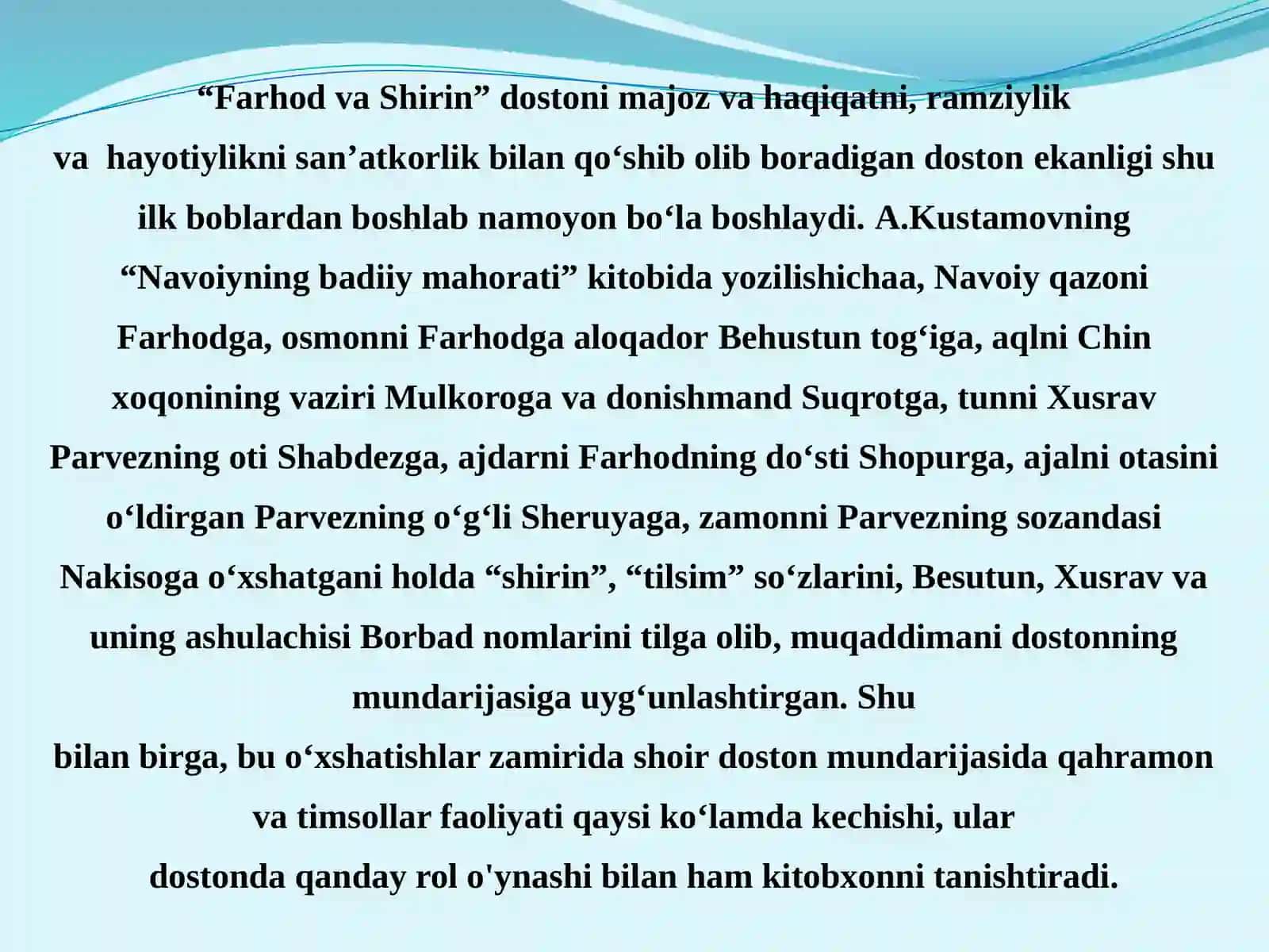 “FARHOD  VA SHIRIN” DOSTONINING TIMSOLLAR OLAMI 4