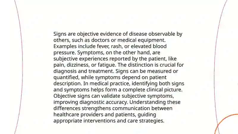 Make a report describing the difference between sign and symptom 4