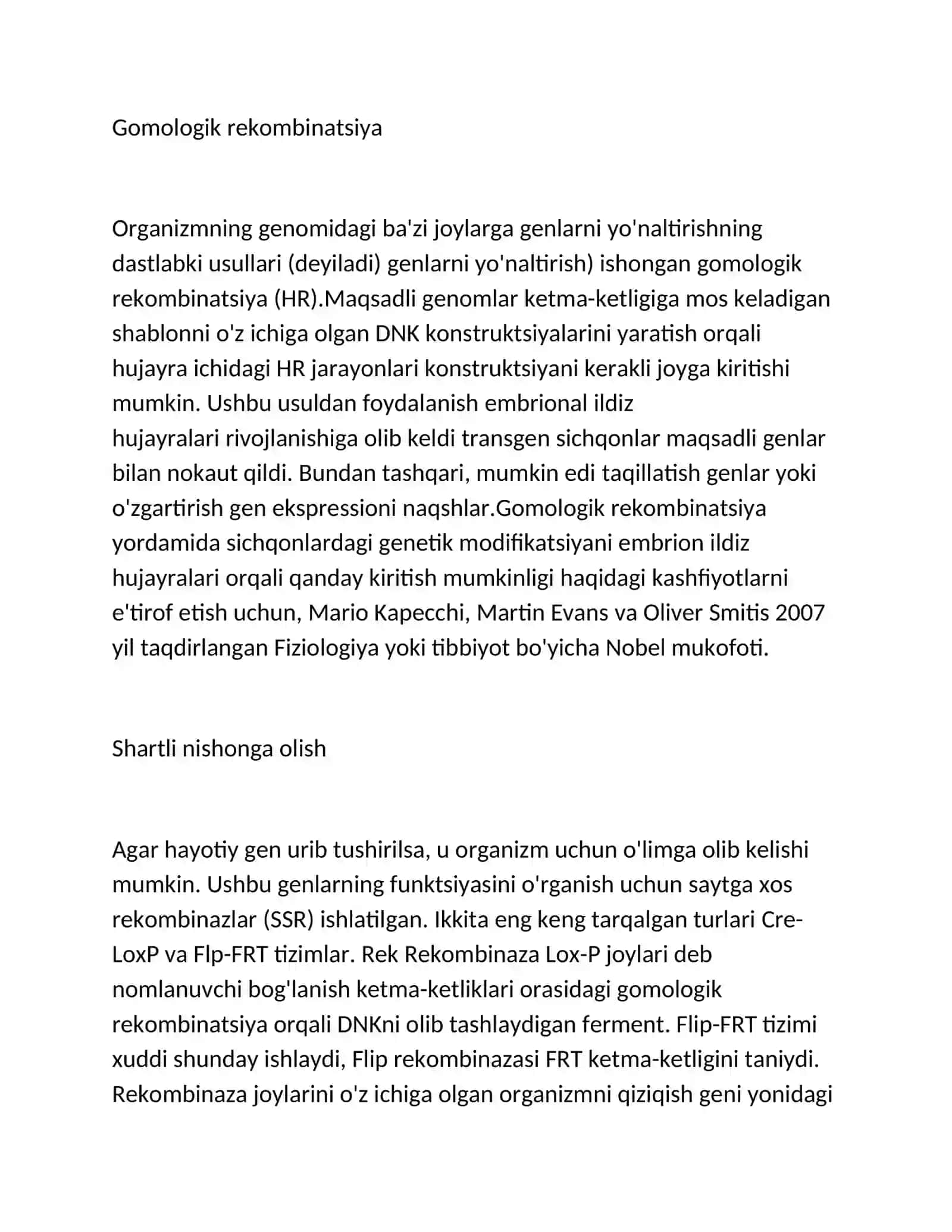Saodova Dildora - Genetika va genomika asoslari fanidan mustaqil ishi 4