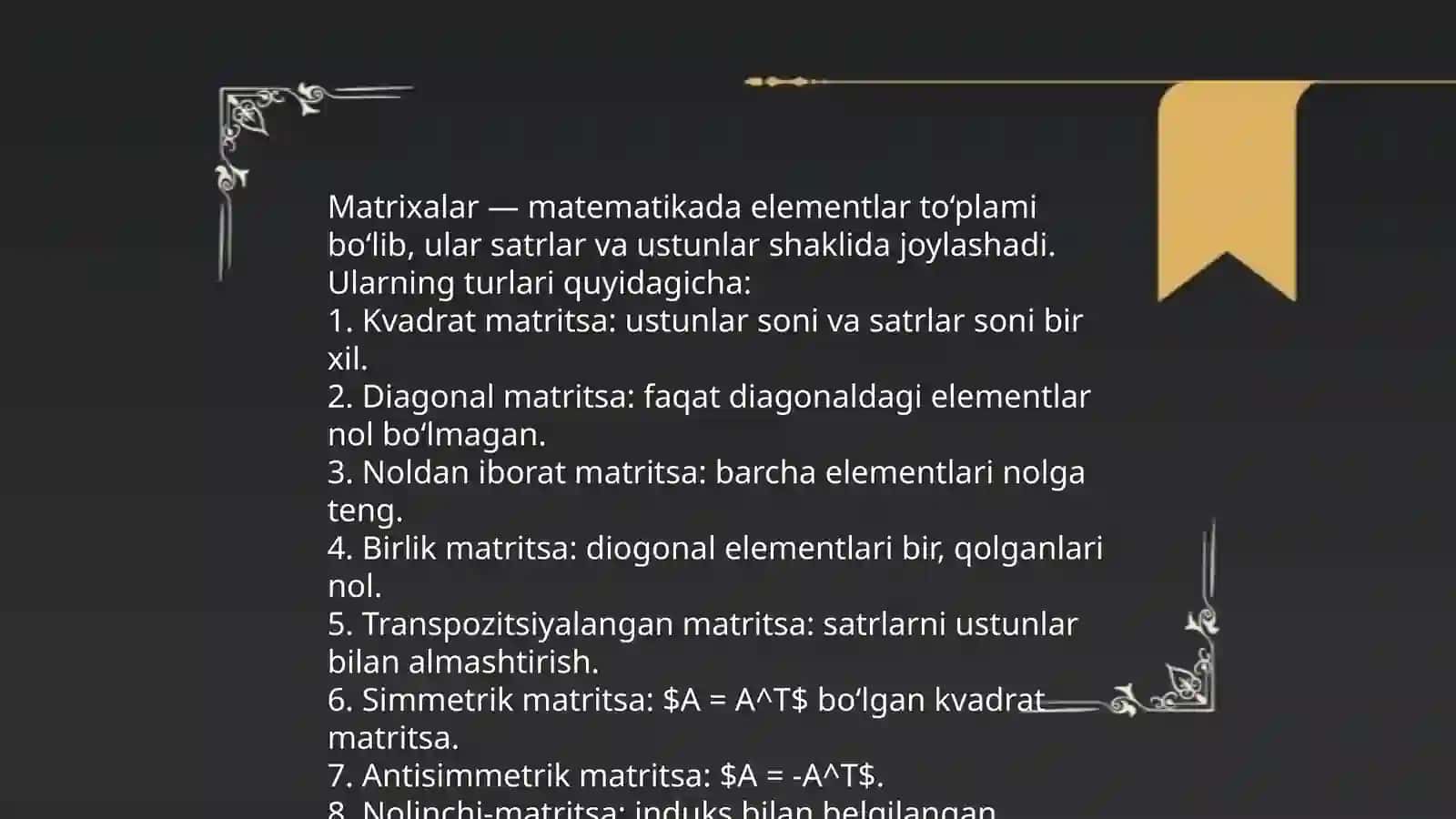 Matritsalar tushunchasi 4