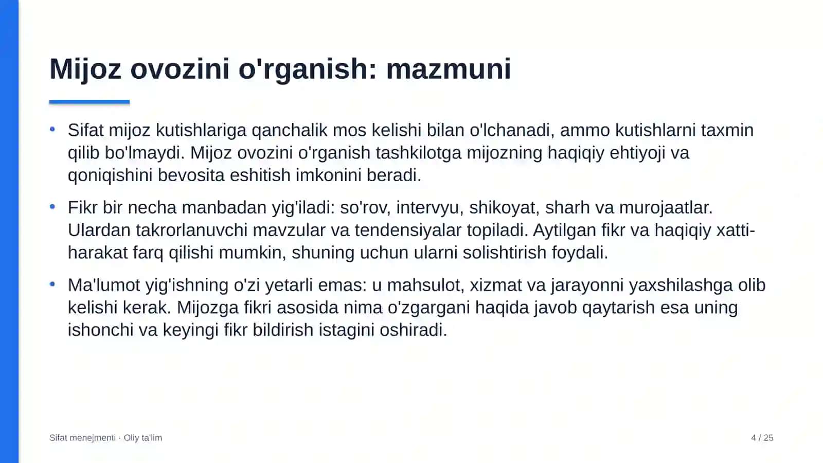 Sifat Menejmenti · Oliy Ta'lim 4