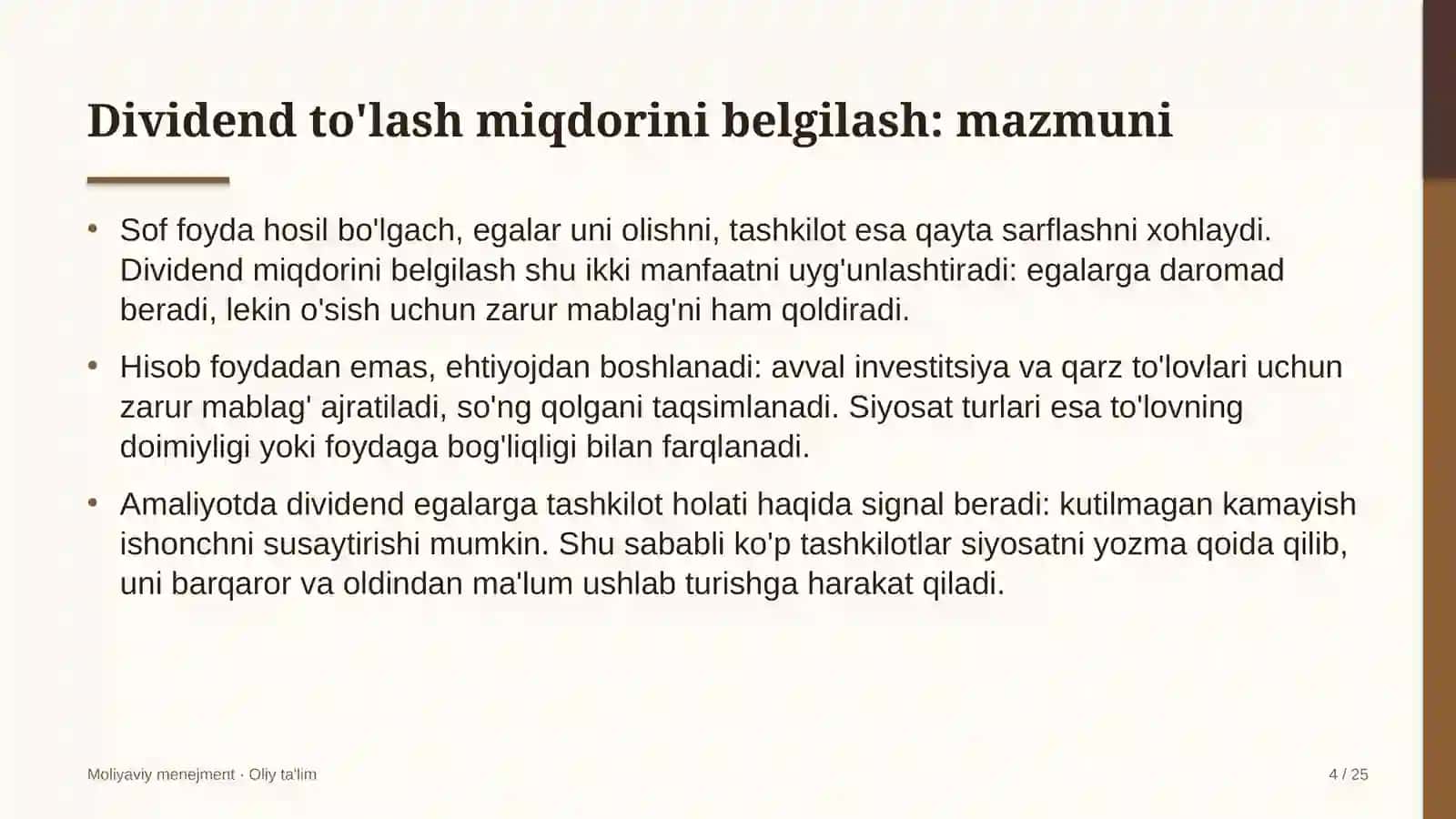 elektr podstansiyalarida dividend to'lash miqdorini belgilash 1285 4