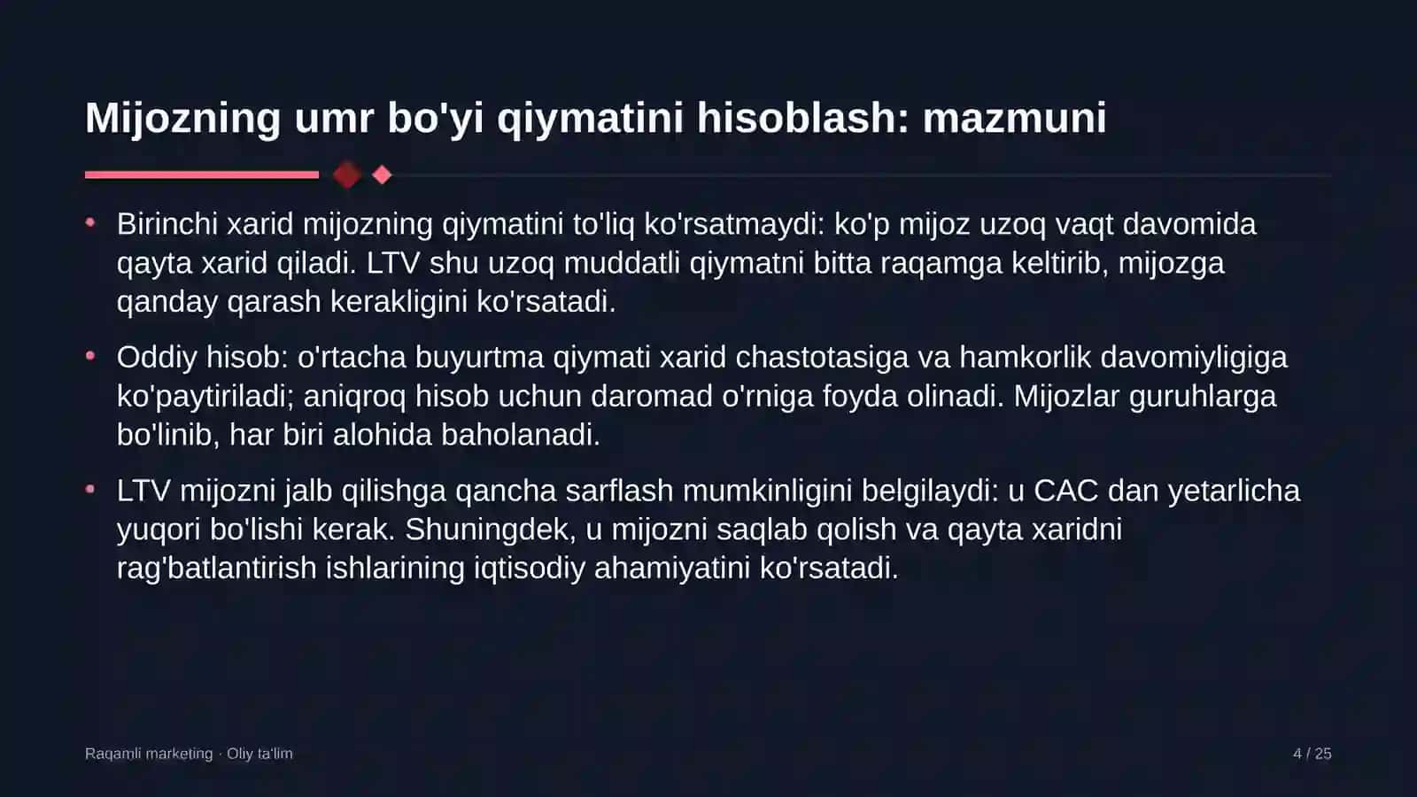 Raqamli Marketing · Oliy Ta'limga Dastur 4