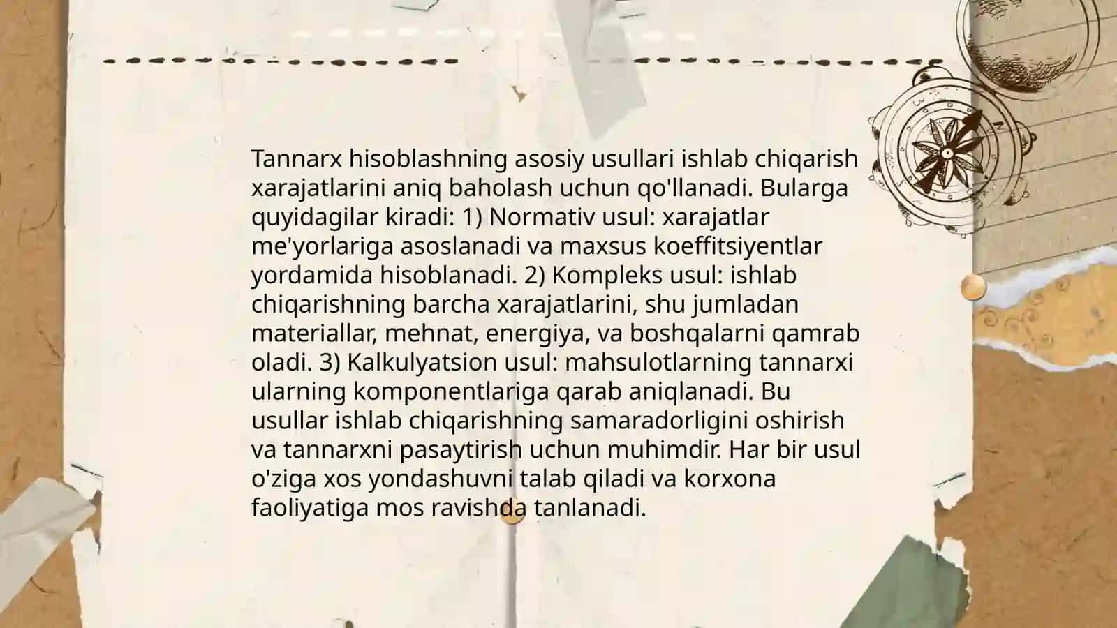 Xarajatlar hisobi va tannarx hisoblash usullari 4