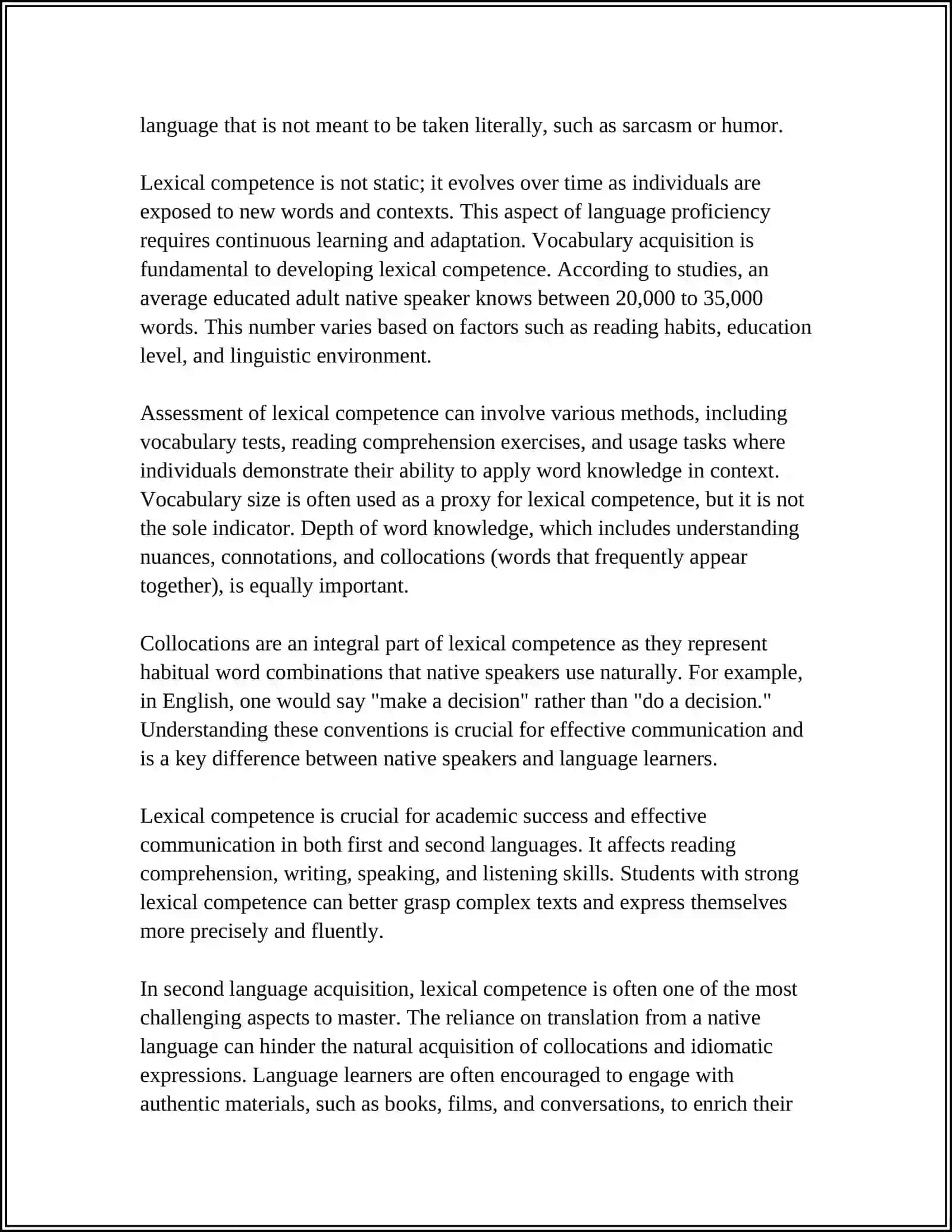DEVELOPING RUBRICS FOR ASSESSING LEXICAL COMPETENCE IN MIDDLE SCHOOL LEARNERS 4