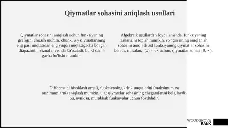 Funksiyaning qiymatlar sohasini topish 4