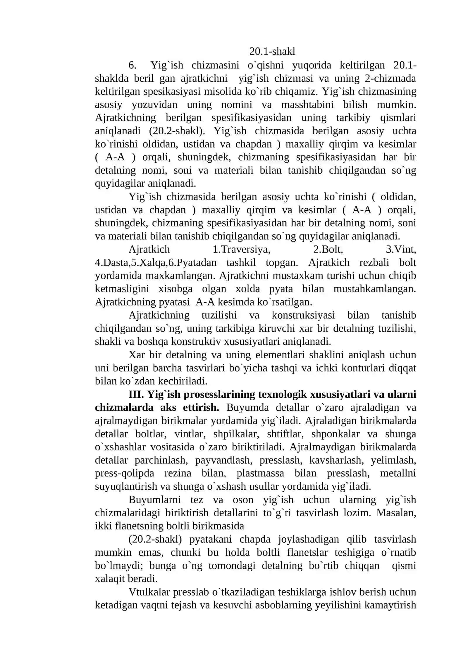 Yig`ish chizmalarini tuzish 4