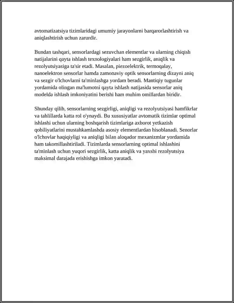AVTOMATIK BOSHQARISH TIZIMLARINING TIPIK ZVENOLARINING XUSUSIYATLARI 4