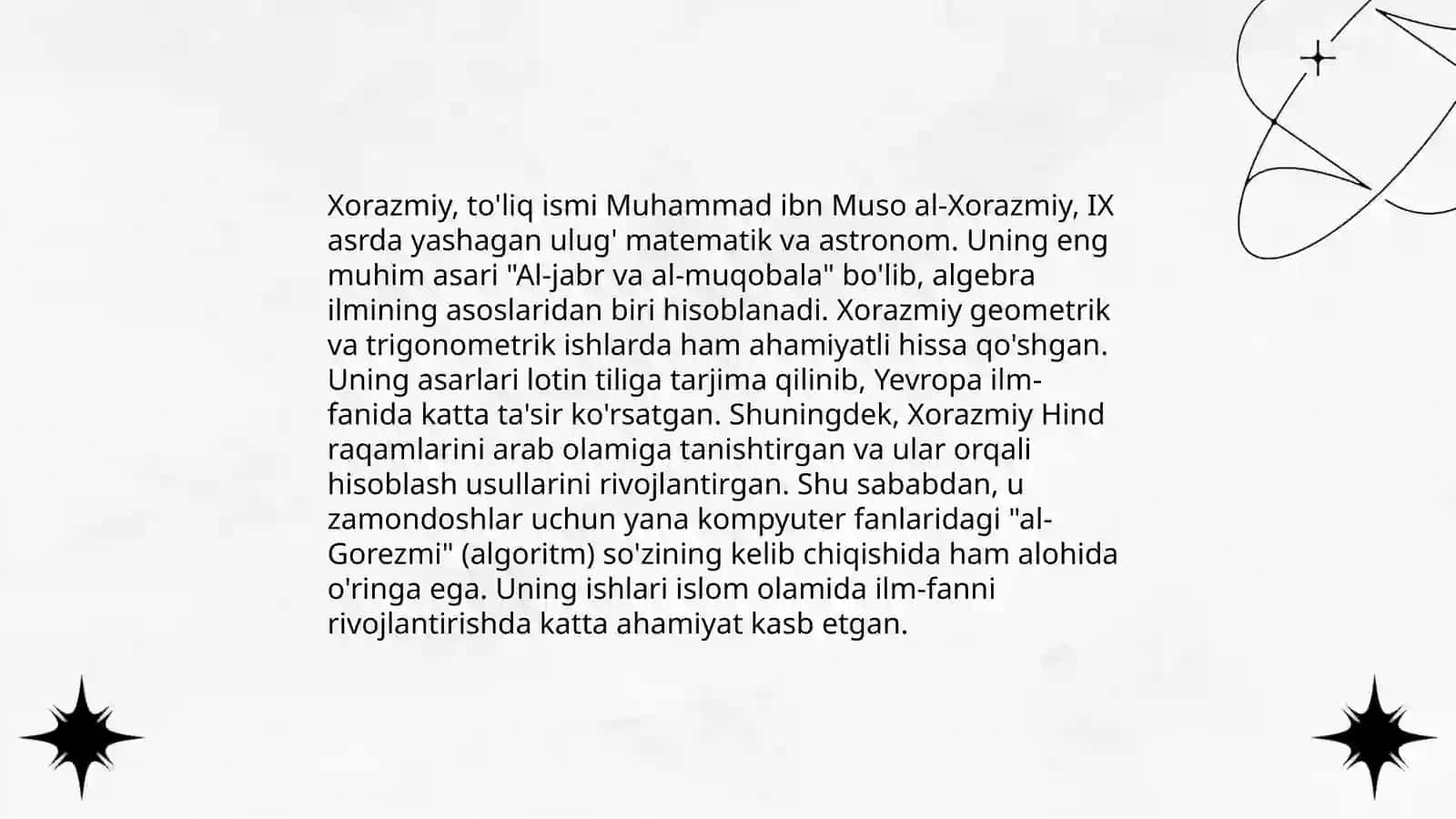 Abu Abdulloh Xorazmiy hayoti va ilmiy merosi 4