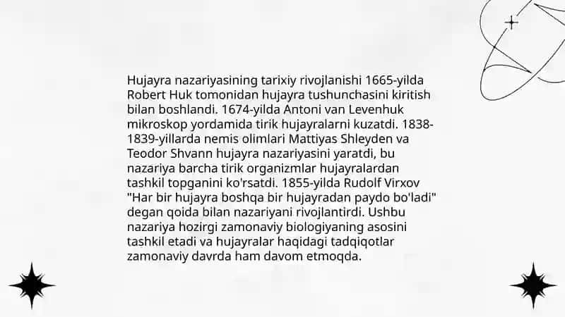 Hujayra nazariyasini yaratilish tarixi 4