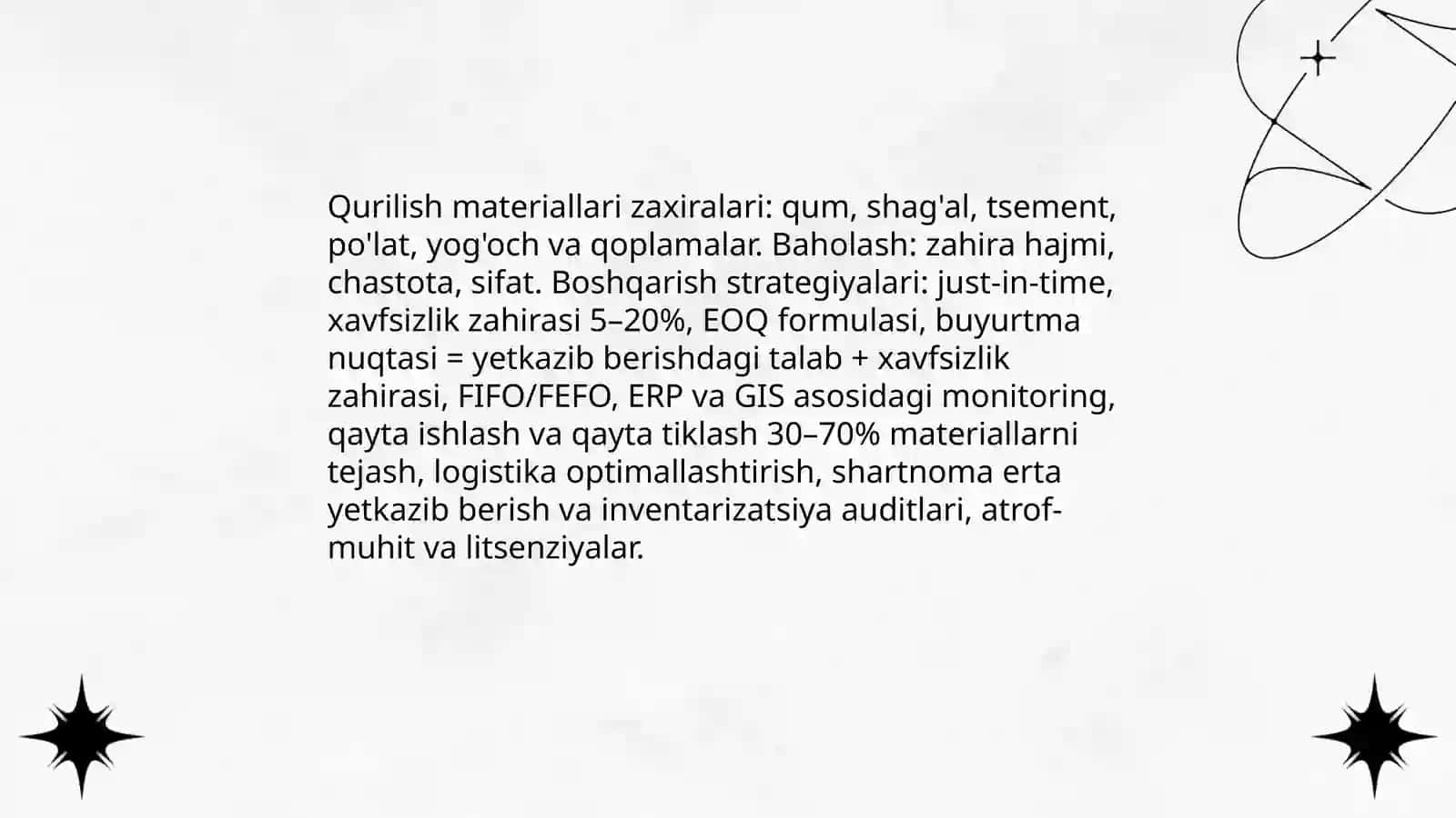 Qurilish industriyasining ishlab chiqarish va resurs salohiyati va undan oqilona foydalanish yo'llari 4