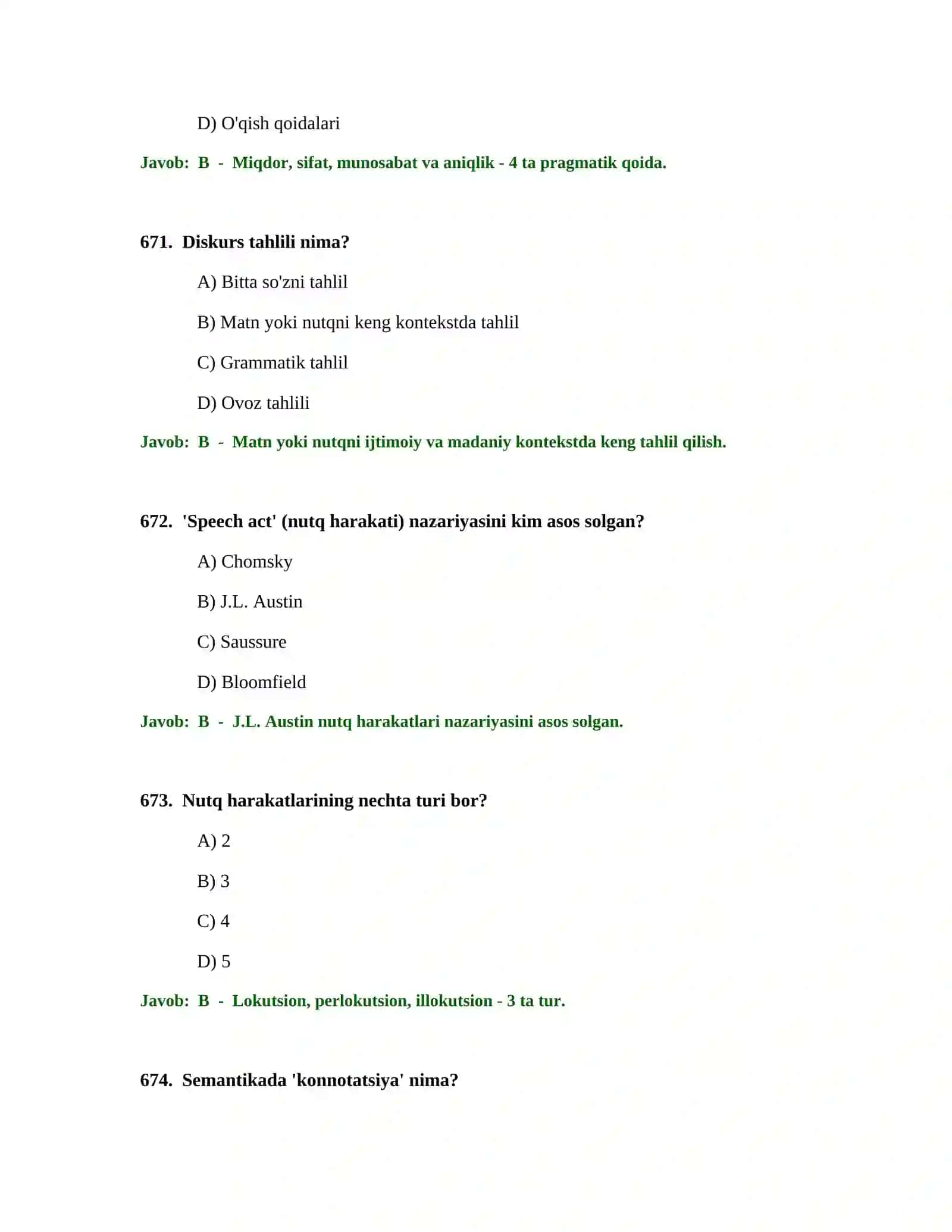 O'QITUVCHISI TEST SINOVLARI 4