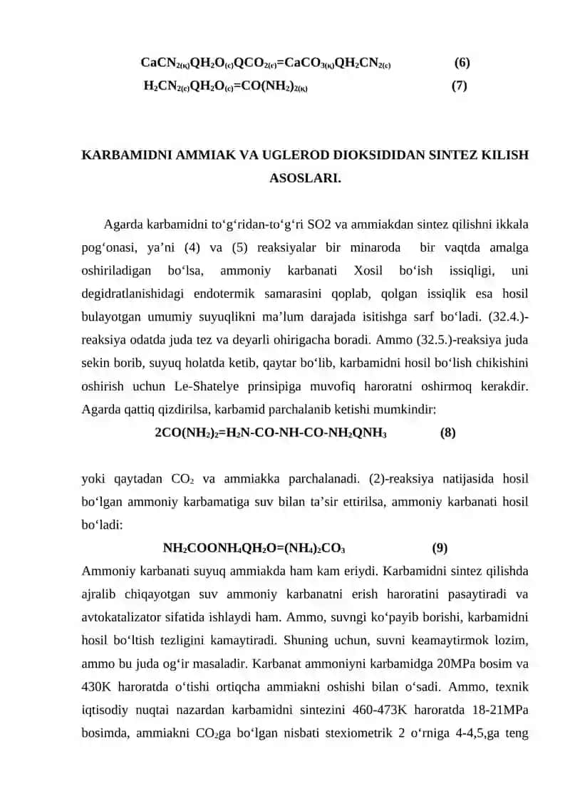 Karbamid ishlab chikarish asoslari 4