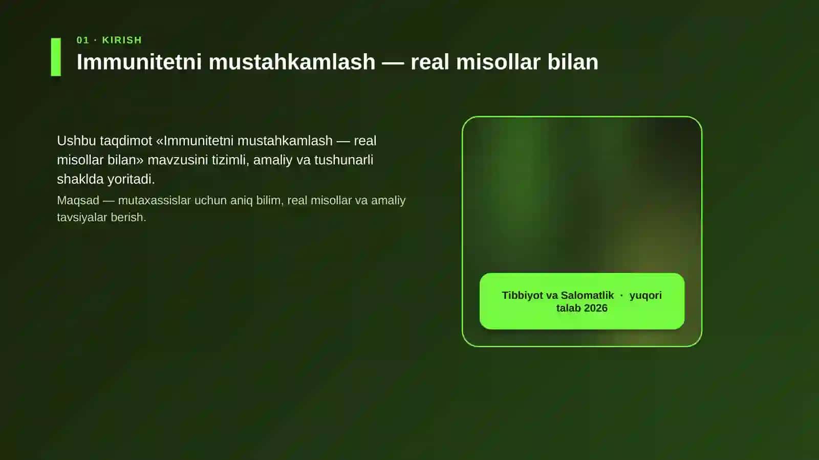Immunitetni mustahkamlash — real misollar bilan 4