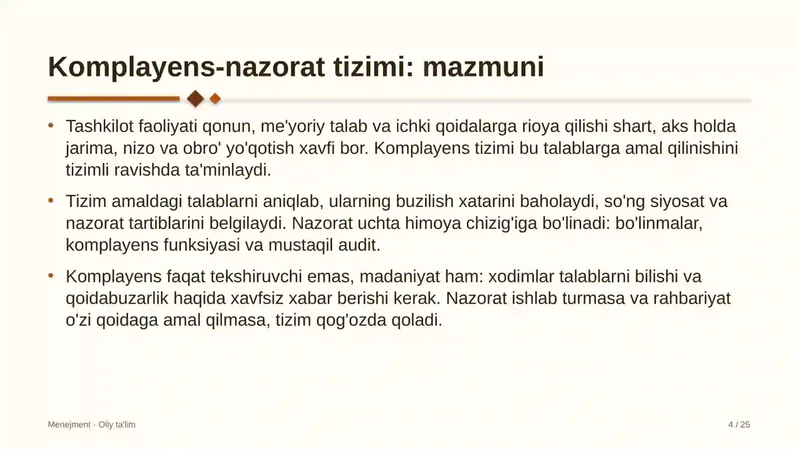 Gid-ekskursovodlik xizmatida komplayens-nazorat tizimi 4