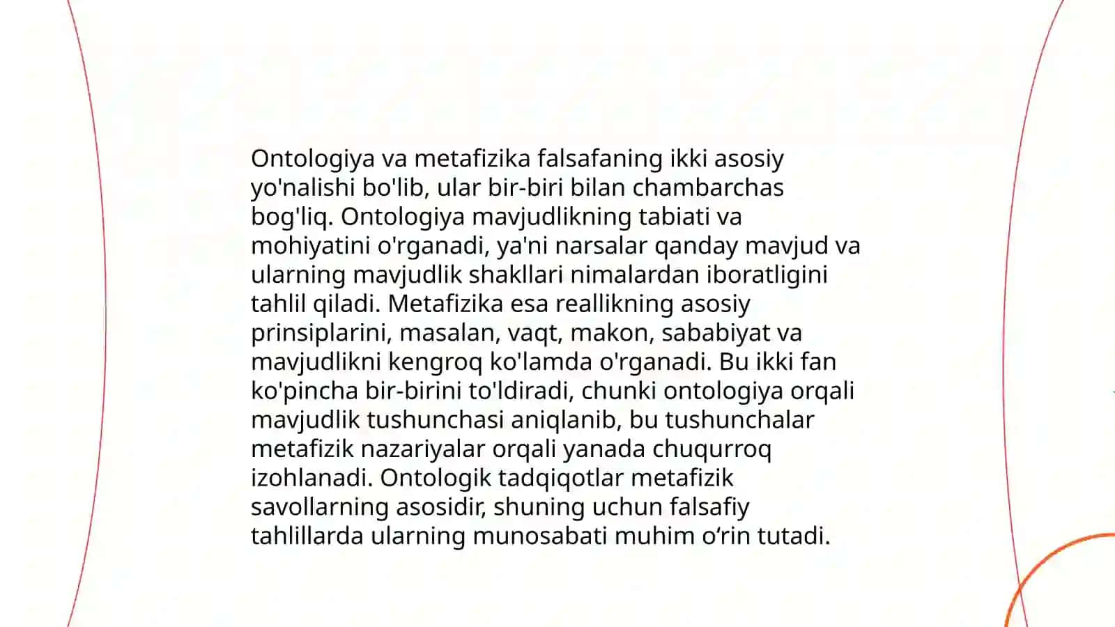 BORLIQ FALSAFASI (ONTOLOGIYA) 4