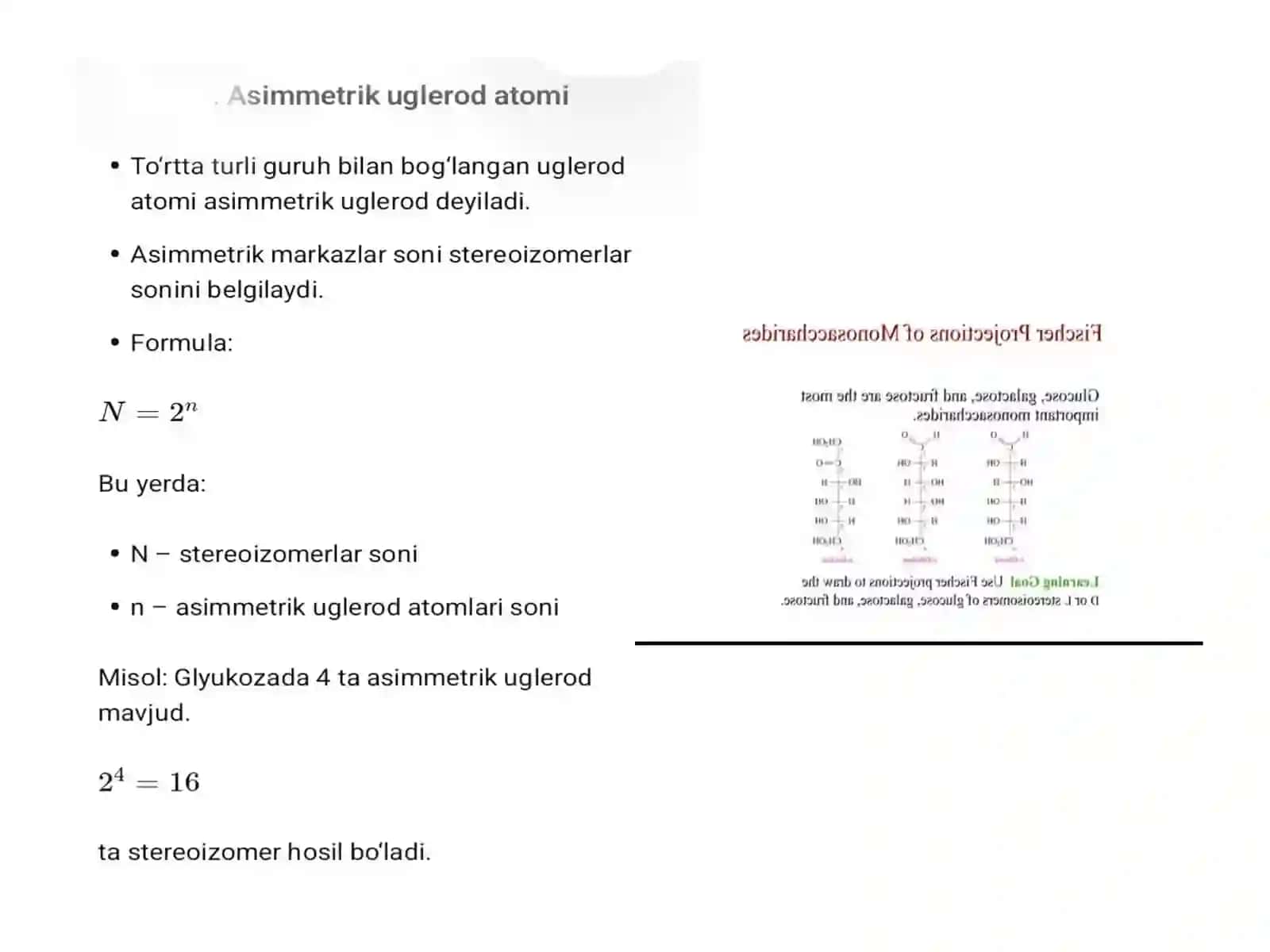 Monosaxaridlarning stereoizomeriyasi 4