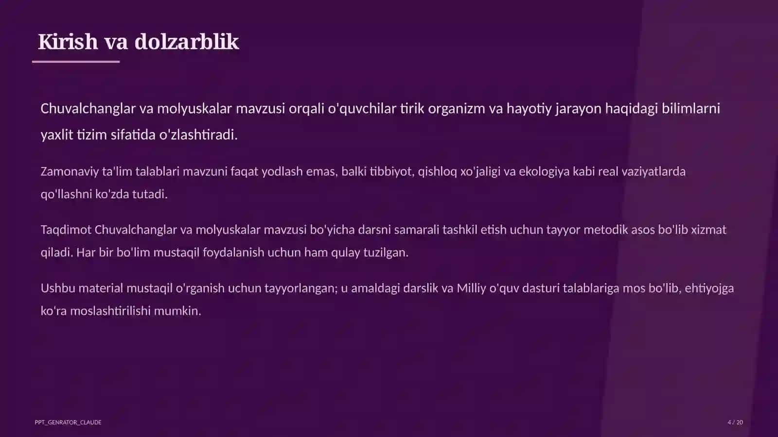 Chuvalchanglar va molyuskalar (7-sinf) 4
