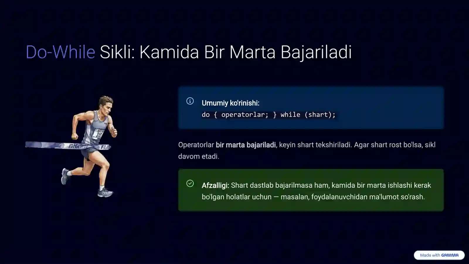 Takrorlanuvchi Jarayonlar va Sikl Operatorlari 4